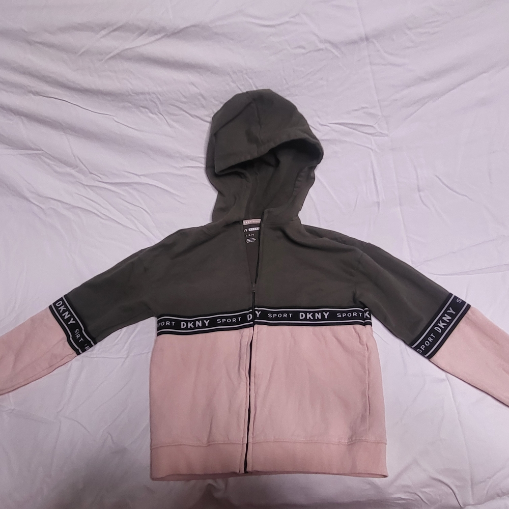 DKNY Kids Two-Tone Hoodie - Pink and Green